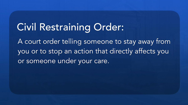 Civil Restraining Order Slide on a Blue Background
