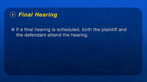 Final Hearing Slide on Blue Background