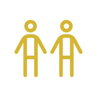 A gold icon of two human figures standing next to each other.