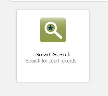 A magnifying glass icon with the words "Smart Search, Search for court records" under it.