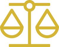 Icon of an outline of the scales of justice