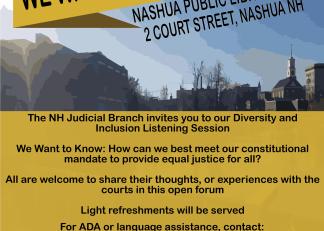 Judicial Branch Listening Session November 14 at the Nashua Public Library